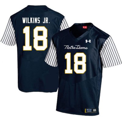 Notre Dame Fighting Irish Men's Joe Wilkins Jr. #18 Navy Under Armour Alternate Authentic Stitched College NCAA Football Jersey IKN7599JW